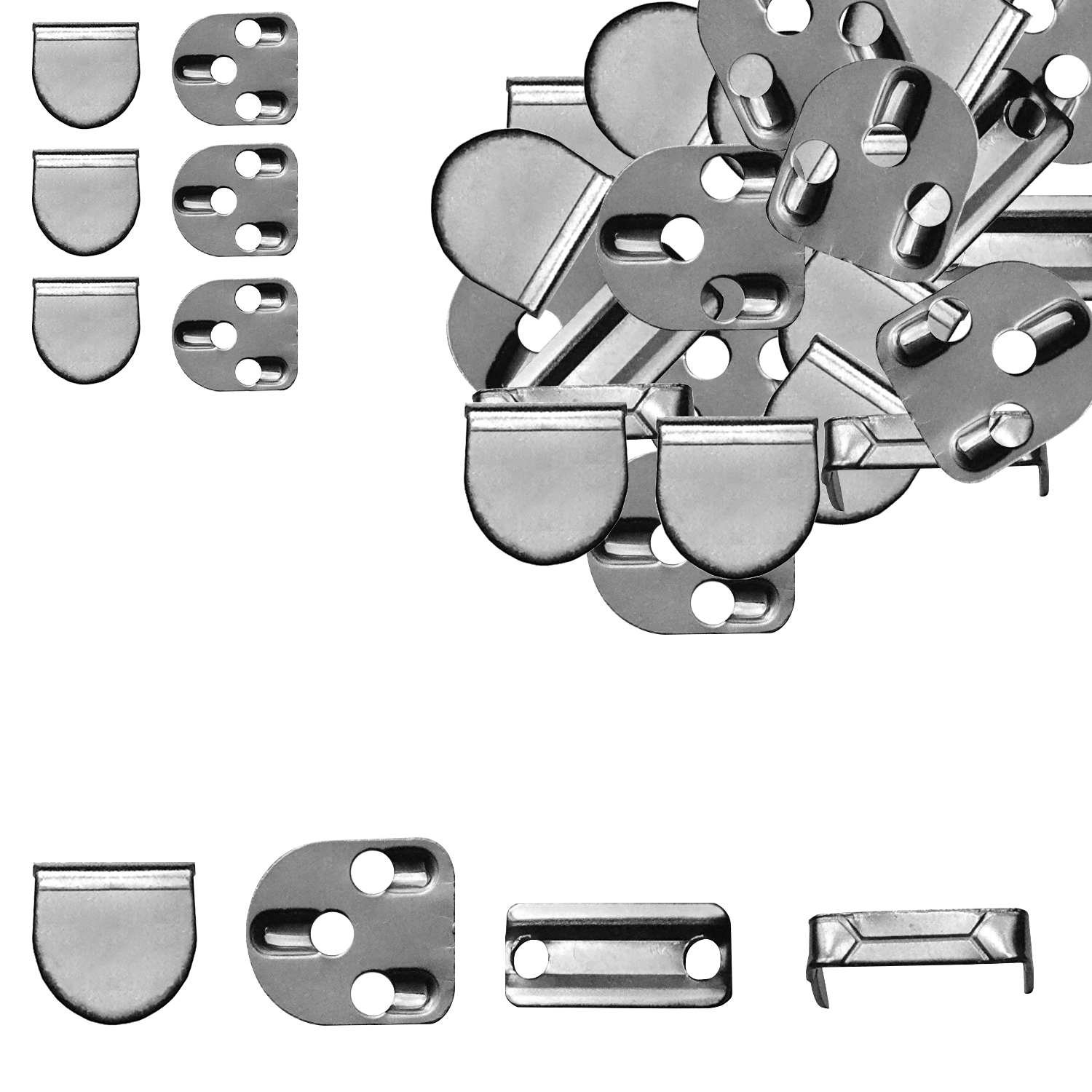 10100 X Hook and Bars NonSew 4 Part Sets Silver Fasteners for