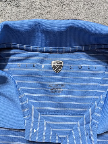 Nike Golf Short Sleeve Polo Shirt Men's Size XXL Blue Striped - Picture 3 of 13