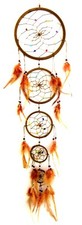 BROWN 5 Ring Dream Catcher With Feathers  Beads Wall Decor LG - 33" Long x 7"W