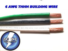 100' EA THHN THWN 6 AWG GAUGE BLACK WHITE GREEN STRANDED COPPER BUILDING WIRE