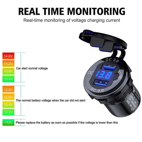 12V Car Cigarette Lighter Socket Dual QC3.0 USB Ports Fast Charger Power Adapter - Zdjęcie 2 z 20