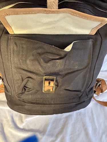 Will Leather Goods Mens Brown Buckle Closure Leather Wax Coated Canvas Dome Back - Picture 3 of 19