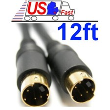 12ft SVHS,S-Video,Super VHS,YC,Y C,Male-M DVD/HDTV/PC TV out Cable GOLD Plated