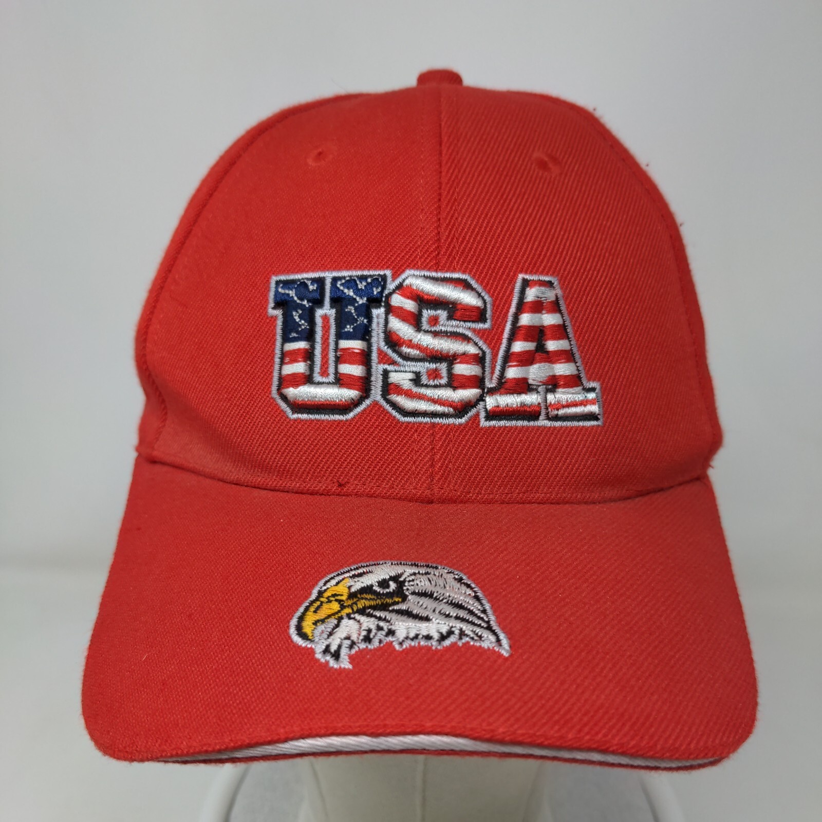 USA Eagle Strapback Hat Red One Size Embroidered … - image 2