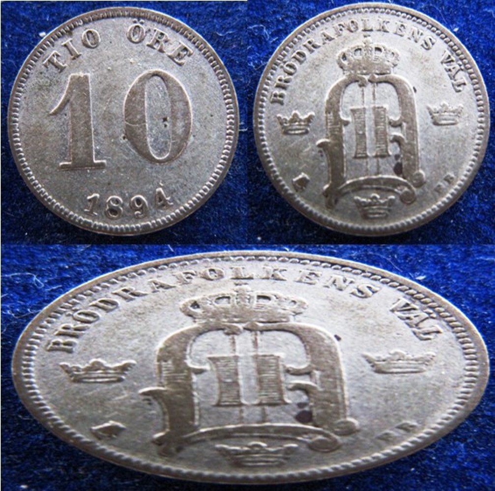 Sweden - 10 TIO ORE - 1894 + 1899 - H.G - SILVER - KM# 755 - 2 COINS | eBay