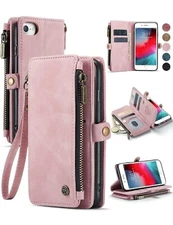 Defencase for iPhone 8/7/SE 2020/SE 2022 Wallet Case for Women Rose Pink 