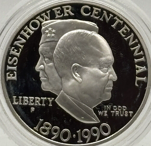 1990 P $1 Eisenhower Centennial Silver Dollar Proof #928 - Picture 3 of 9
