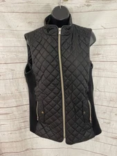 Top it Off Women's Black Quilted Vest Zip Up Size XL