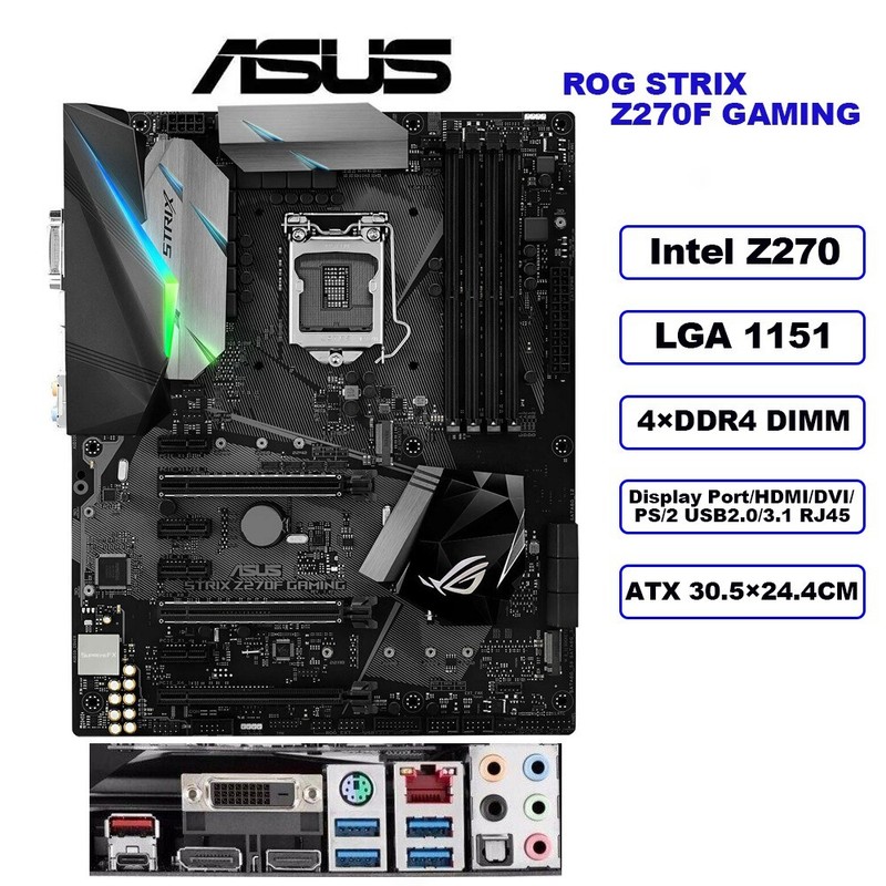 ASUS ROG STRIX Z270F GAMING Motherboard ATX Intel Z270 LGA1151 DDR4 64GB SATA3
