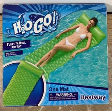 H20 Go! Float 'n Roll Air Mat Green 86"X33" New