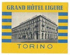 Hotel Ligure TORINO Italy - vintage luggage label