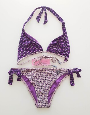 Rosapois Damen Bikini Set ohne Bügel FANGO Lila / Beige Gr: 38B