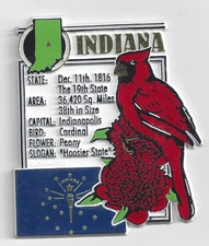 INDIANA  STATE MONTAGE FACTS MAGNET, Indianapolis, Hoosier State, CardInal