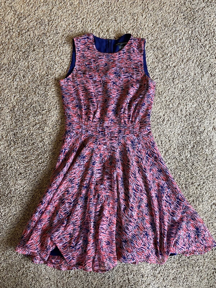 Vestido de línea A de French Connection Rosa Azul Floral Talla 2 Sin defectos Foto 3 de 4