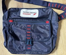 British Airways Holidays Travel Bag Navy Blue & Red 2 handles zip 12" x 13"