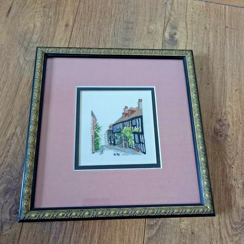 Vintage Framed Mermaid Inn Rye Needlepoint Work Hand Embroidery Fab Frame - Picture 2 of 7