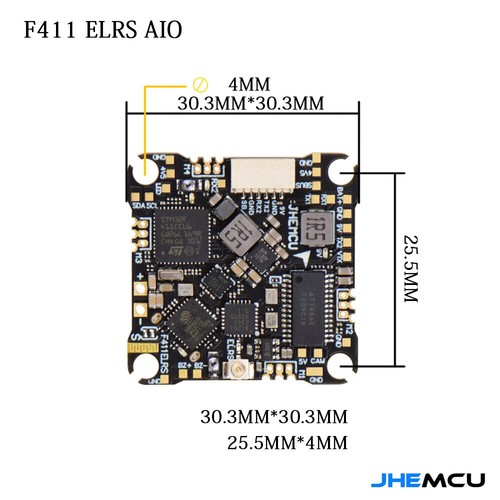 JHEMCU F411ELRS AIO Flight Controller ICM42688-P OSD BLHELI_S 1-2S 12A 4in1 ESC - Picture 10 of 12