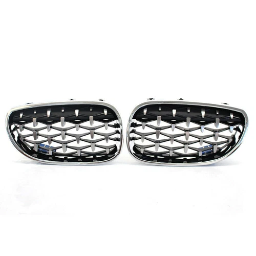 Replace Black/Chrome Front Diamond Kidney Grille ABS For 2003-2010 BMW E60 E61 - Bild 13 von 17