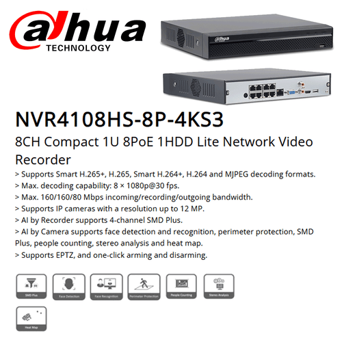 Dahua 8CH Camera System Kit 4K 8MP WizSense Dual Light Full Color IP Camera MIC - Picture 2 of 28