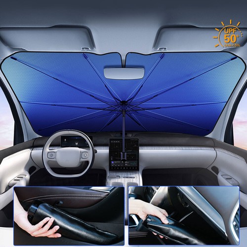 V neck Car Sunshade Front Windshield Sunscreen Insulation Sun Umbrella 140x79CM - Foto 8 di 12
