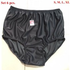Set 6 pcs. Vintage Panties Knickers Gusset Underwear Cloth Soft Black Color S-XL