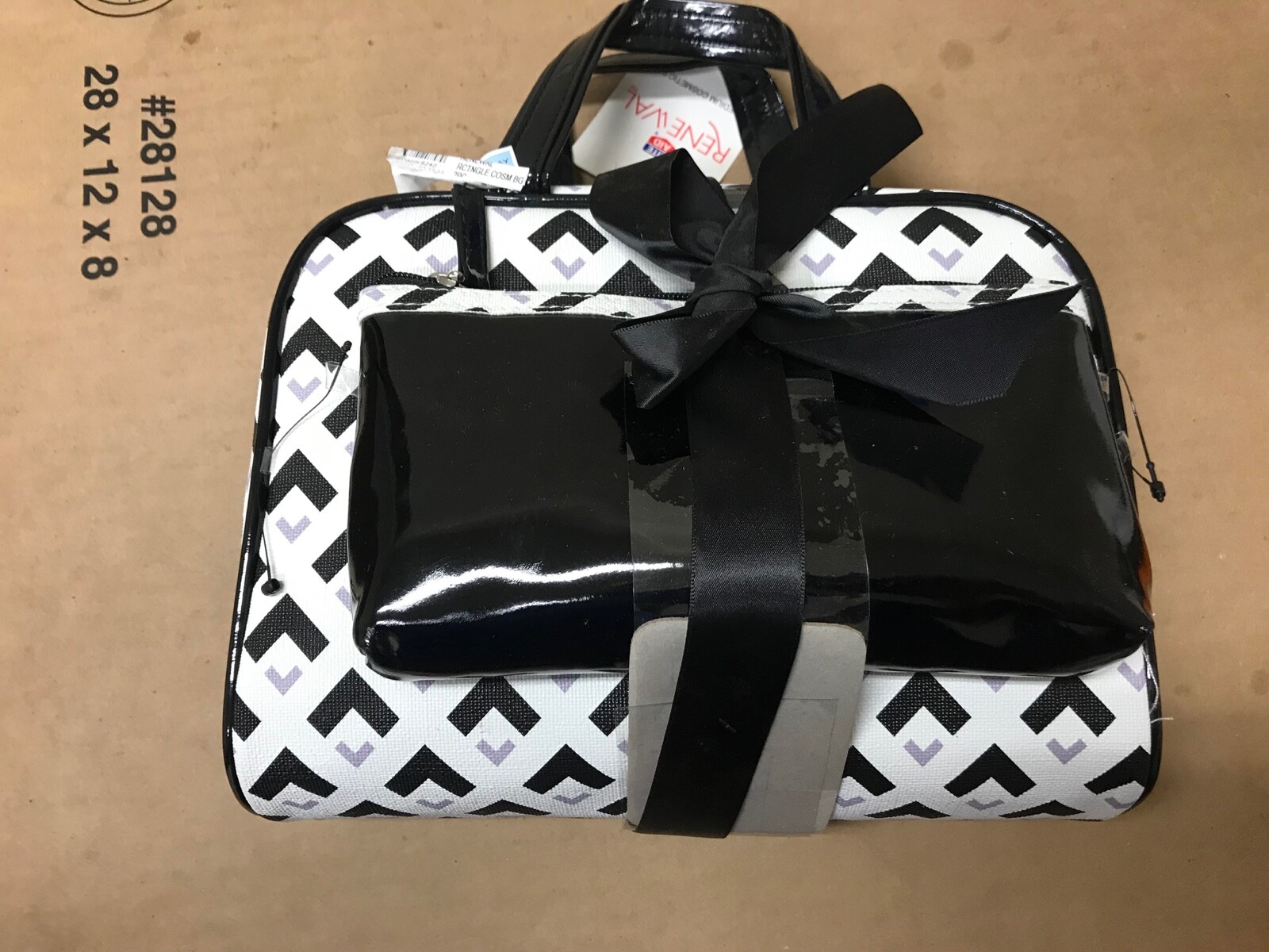 Rite Aid Renewal ~ Medium Cosmetic Bag ~ 2 Piece Set in White & Black Print  11822582421 | eBay