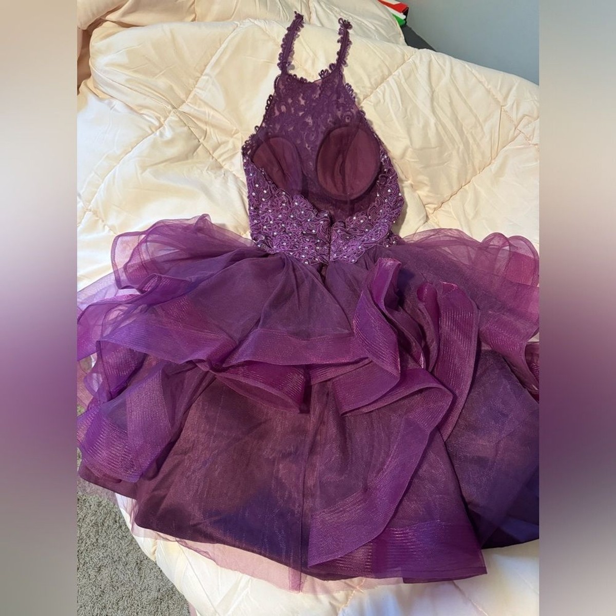 dillards purple homecoming dresses Purple Sequin Sweetheart A-Line Short Homecoming Dress with Pockets – jkprom main image 0