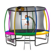 NNEDPE Kahuna Trampoline 14 ft with Basketball Set - Rainbow