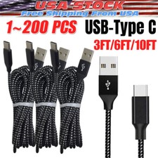 Lot USB-A to Type-C Fast Charging Data SYNC Charger Cable Cord 3/6FT LONG