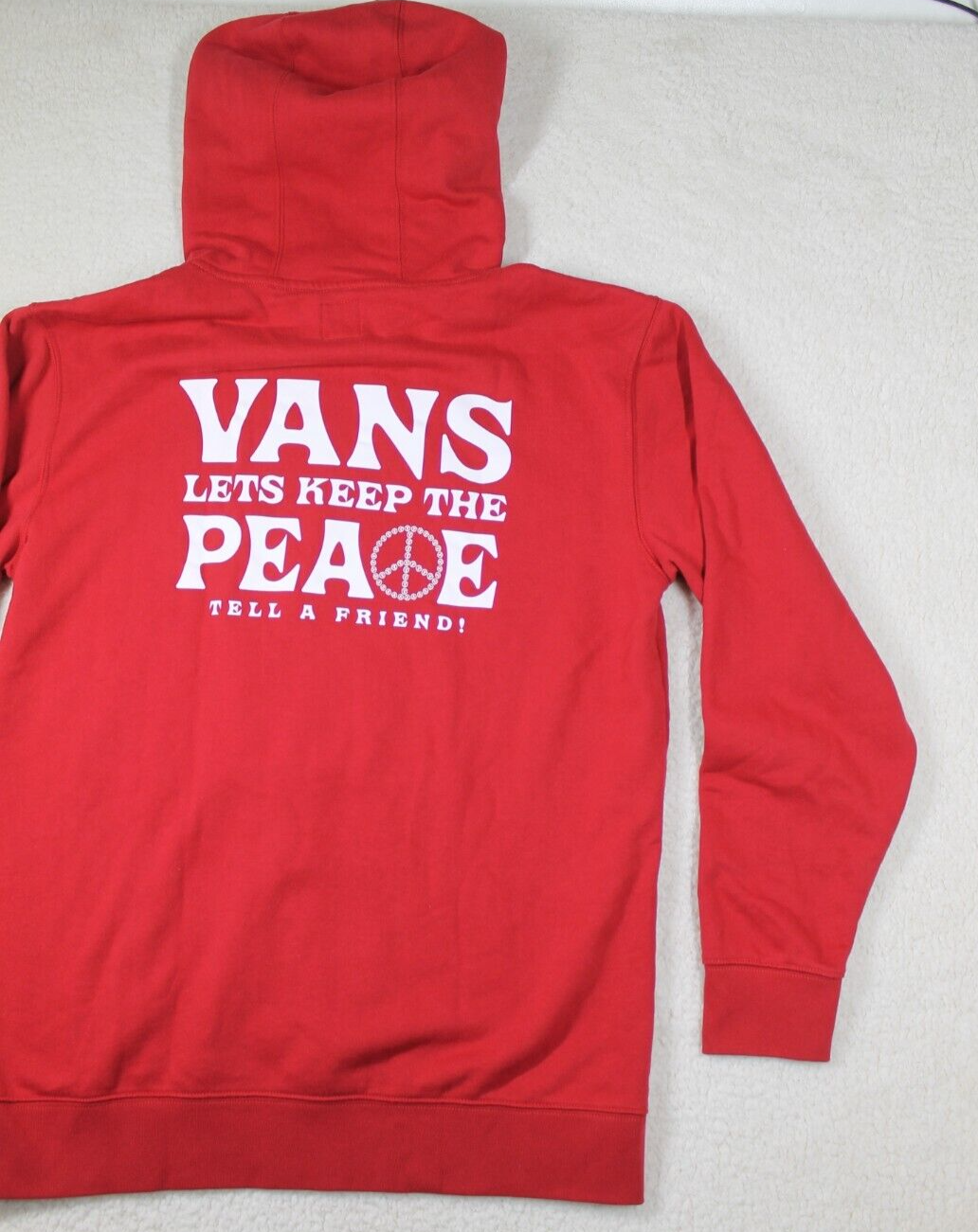 Vans Hoodie Menu0026#039;s Large Keep the Peace Skater Surfer Red | eBay