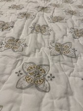 Pottery Barn Cora Baby Crib Quilt - 100 Cotton white w Embroidered Gold