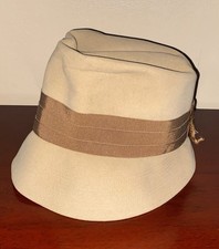 Vintage Saks Fifth Avenue Women's Beige Felt Fedora Hat w/Brown Grosgrain Band