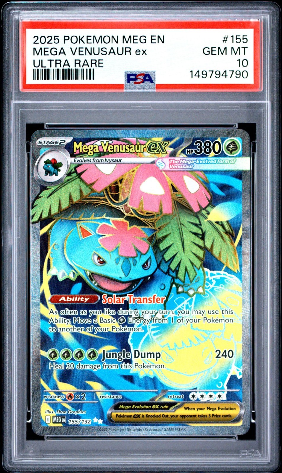 2025 Pokemon Mega Evolutions Mega Venusaur EX Ultra Rare #155 PSA 10 GEM MINT