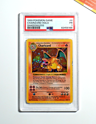 Pokemon PSA 1 Charizard #4 Holo Base Set Shadowless 1999 English