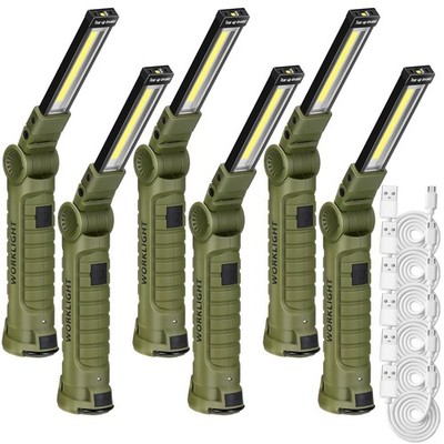 6 Pcs LED Work Light 5 Modes Rechargeable LED Work Flashlights with Magnetic ...
