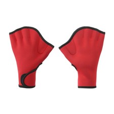 Swim Gloves Webbed Swimming Gloves Aquatic Fitness Paddles, XL, Red