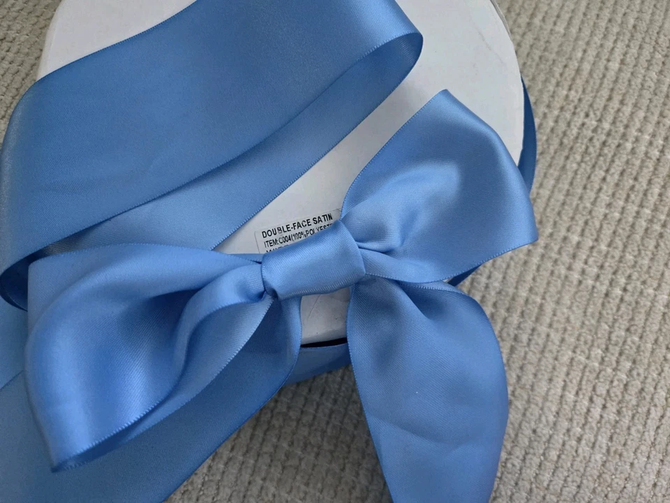 DOUBLE FACED SATIN Ribbon, 10 Yard/Roll, 2 1/4", Porcelain Blue l00% polyester - Image 3 of 4