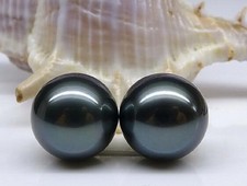 Pair of 10-11mm South Sea Genuine Black Round Loose Pearl Undrilled 71