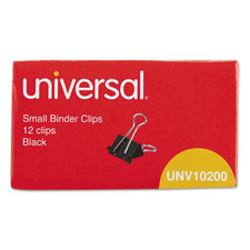 10200 Small Binder Clips, 3/8-Inch Capacity, 3/4-Inch Wide, Black, 12/Box