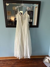 ASOS Bridal White Lace V-Neck Sleeveless A-Line Full-Length Wedding Dress 6