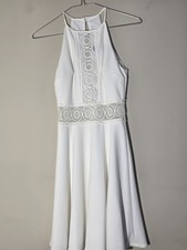 White Lace Detail Sleeveless Maxi Dress – Women’s Size Small – High Neck – Boho,