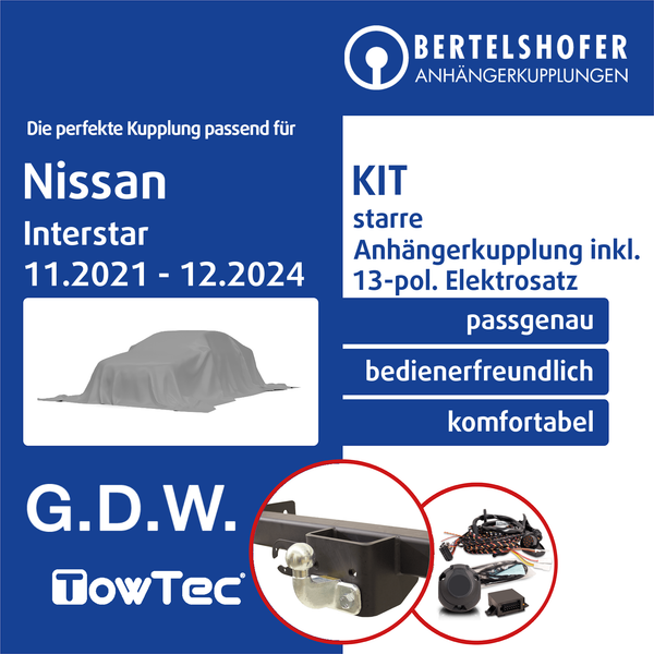 für Nissan Interstar Typ X62 11.2021-12.2024 AHK Starr +13Pol Sp. E-Satz PKW TOP-image