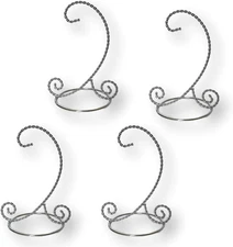 Silver Christmas Ornament Stands - Set of 4 Twisted Silver Display Stands - 7...