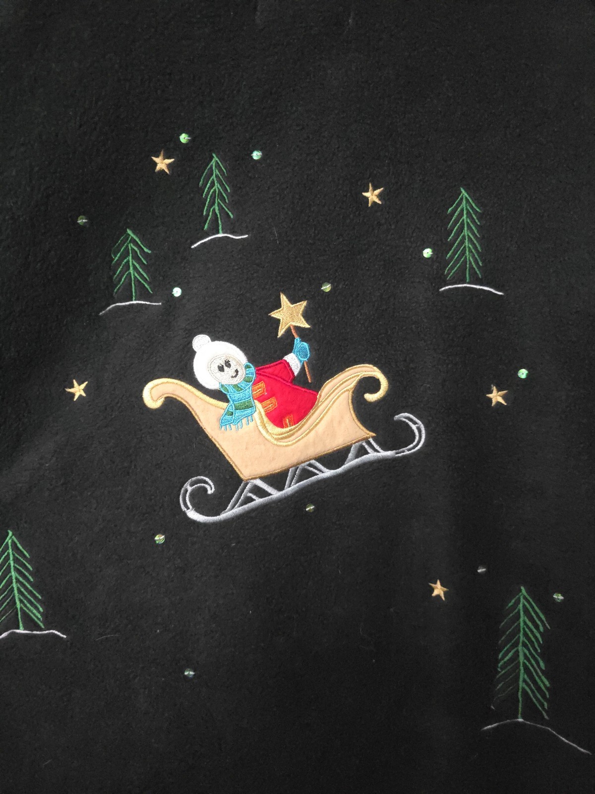 Vtg. The Quacker Factory Womens Snowman Christmas Reindeer Sweater Sz L Cardigan