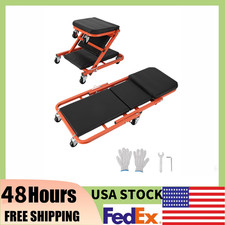 36" Z-Creeper Seat on Wheels,330LBS 2-in-1 Foldable Garage Creeper Shop Seat NEW