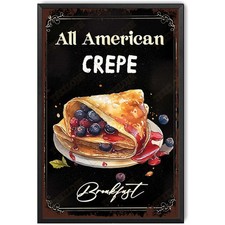 Retro Crepe Tin Metal Signs Home D cor 8x12, Vintage Wall Art for Kitchen Cafe B