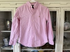 Ralph Lauren Boys M 10-12 Pink 100 Cotton Long Sleeve Button-Up Dress Shirt