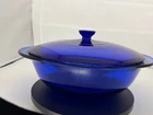 Vintage Anchor Hocking Cobalt Blue 2 Qt 10” Casserole Dish with Lid No Chipping!