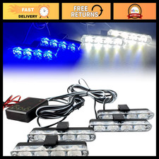 4 Led Amber Strobe Light For Car Grille - Emergency Flashing Warning Lamp 12v