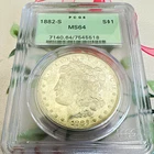 PCGS MS64 1882-S Morgan Silver Dollar $1 Business Strike, S Mint Mark Old Holder